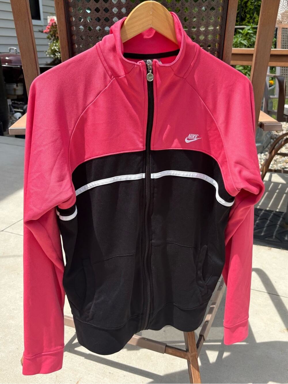 Nike Girls Pink and Black Zip-Up Track Jacket- size L (12/14)